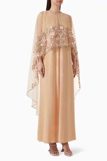Helga Maxi Dress in Poly Georgette & Tulle