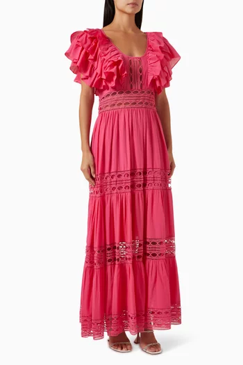 Ruffle Tiered Maxi Dress in Cotton