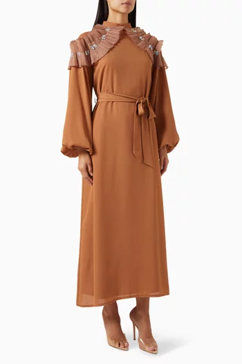 Belted Midi Dress in Polyester