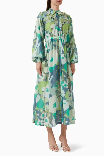 Gardenia-A Printed Dress in Poly-linen