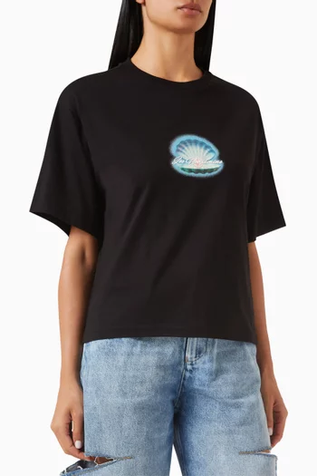 Shell Logo-print Boxy Oversized T-shirt in Cotton