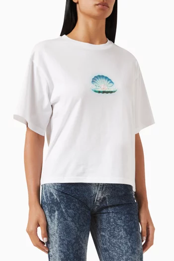 Shell Logo-print Boxy Oversized T-shirt in Cotton
