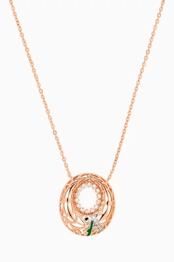 Retro Diamond & Enamel Letter 'A' Necklace in 18kt Rose Gold