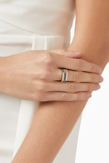 خاتم وات ايفر ميناچ ايه تروا مرصع بأحجار متنوعة ذهب وردي عيار 18