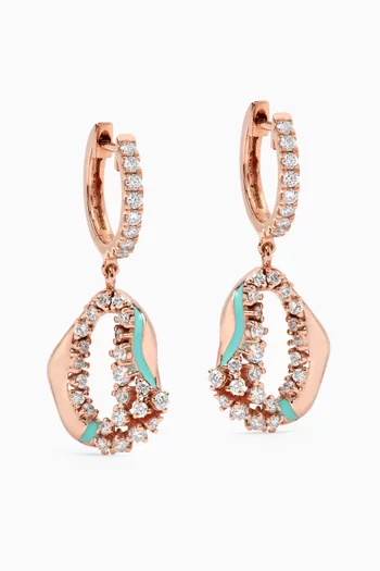 Wave Diamond & Enamel Hoop Earrings in 18kt Rose Gold