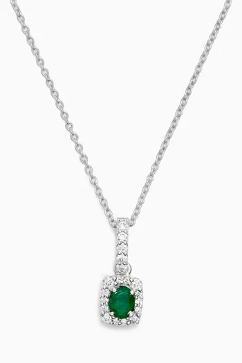 قلادة ديانا ميني مرصعة بالماس والزمرد ذهب أبيض عيار 18