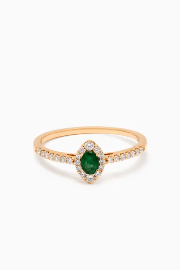 Mini Diana Emerald & Diamond Ring in 18kt Yellow Gold