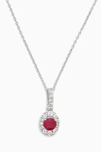 Mini Diana Ruby & Diamond Necklace in 18kt White Gold