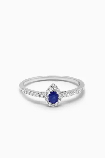 Mini Diana Sapphire & Diamond Ring in 18kt White Gold