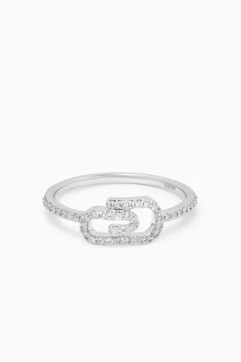 Youth Paperclip Diamond Ring in 18kt White Gold