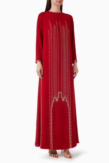Embroidered Maxi Dress in Crepe Chiffon