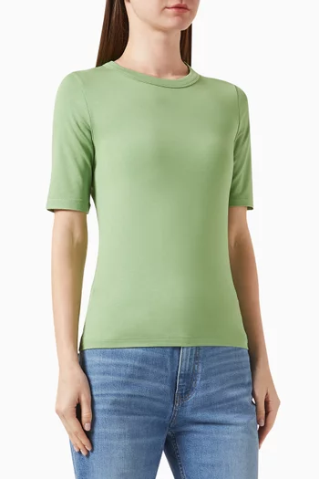 Slim-fit Logo Cropped Sleeve T-Shirt in Modal