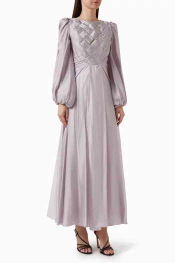 Enora Embroidered Gown in Crêpe