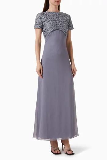 Twyla Embroidered Gown in Crêpe
