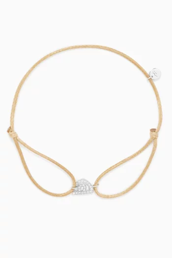 Diamond Arabic Initial Thread Bracelet - Letter "H" in 18kt White Gold