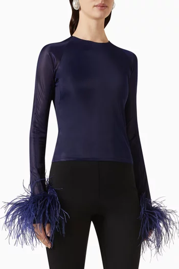 Alero Feather-trimmed Top in Jersey