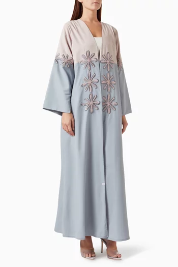 Floral Embroidered Abaya in Silk