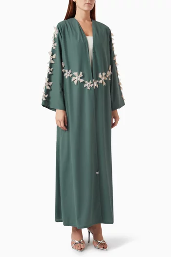 Floral Embroidered Abaya in Silk