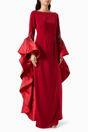 Flame Crystal-embellished Maxi Dress in Crepe