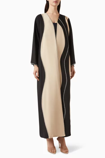 Two-toned 3D Flower Abaya in Crepe