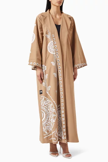 Daily Embroidered Abaya in Chamois