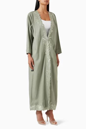 Embroidered Abaya in Linen