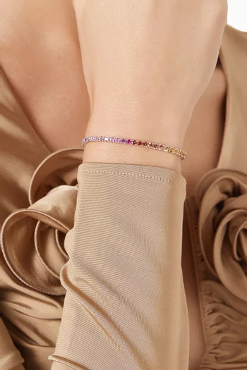 Rainbow Sapphire Tennis Bracelet in 18kt White Gold