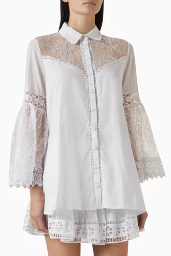 Phine Lace-trim Blouse in Cotton Blend