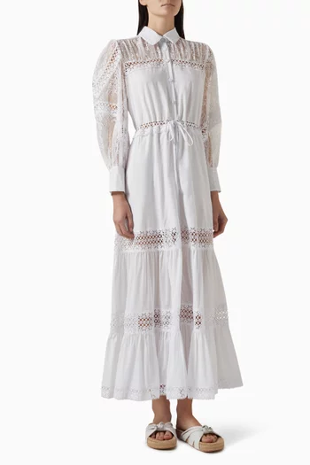 Lucil Lace-trim Midi Dress in Cotton Blend