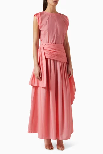 Crystal-embellished Maxi Dress in Cotton