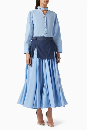 2-piece Top & Midi Skirt Set in Cotton & Denim