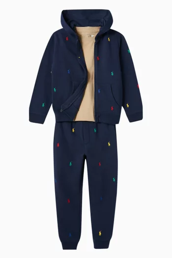 Logo-embroidered Zip-up Hoodie in Cotton-blend