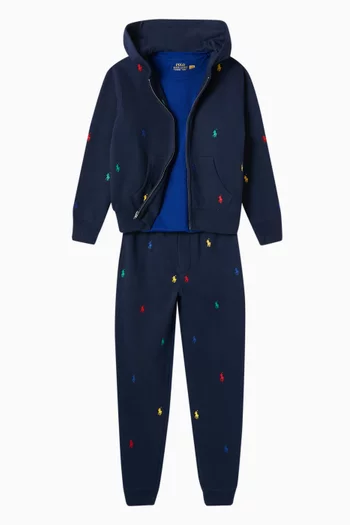 Logo-embroidered Zip-up Hoodie in Cotton-blend