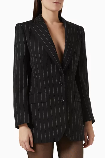 Pinstripe Tailored Blazer in Wool-blend