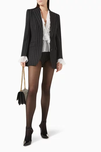 Pinstripe High-waisted Shorts in Wool-blend