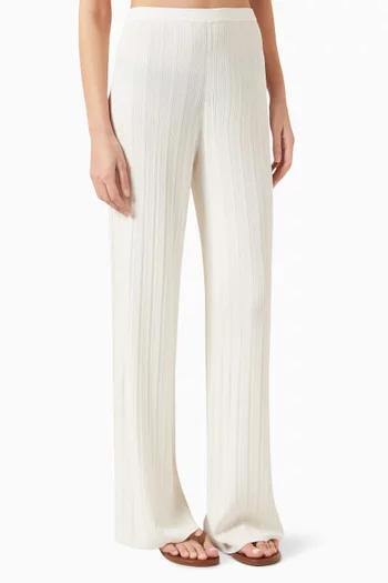 Straight-leg Ribbed Pants in Viscose-blend