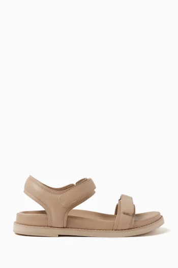 Velcro Strap Sandals in Smooth Leather
