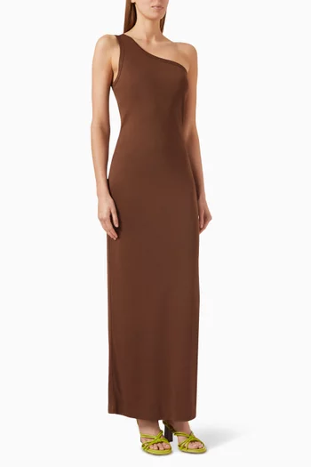 One-shoulder Maxi Dress in Lyocell