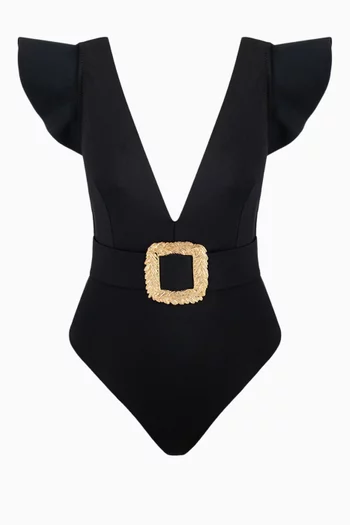Helen Buckle One-piece Swimsuit in Stretch-nylon