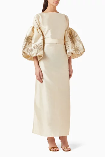 Buy Noora Hefzi Red Felice Maxi Dress in Crepe & Organza for Women in  Bahrain