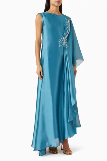 Embellished Dress & Cape Set