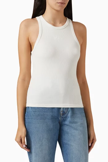 Embroidered-logo Tank Top in Rib-knit