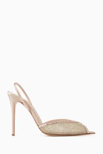 Katy 105 Crystal Slingback Sandals in Lace & Satin