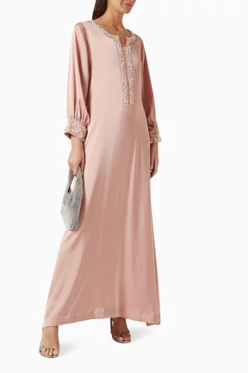 Beaded Kaftan in Crêpe Satin