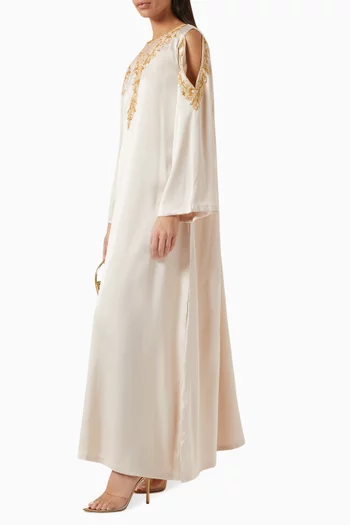 Beaded Kaftan in Crêpe Satin