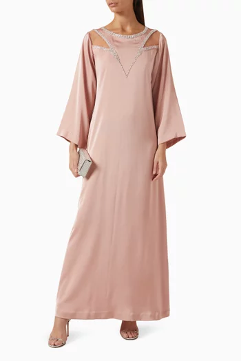 Sheer-panels Kaftan in Crêpe Satin