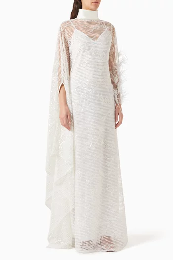 Maria Kaftan-style Dress in Embroidered-mesh
