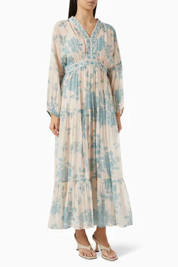 Alina Tiered Dress in Cotton-silk
