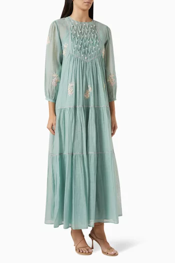 Meryl 24 Embroidered Dress in Cotton-silk