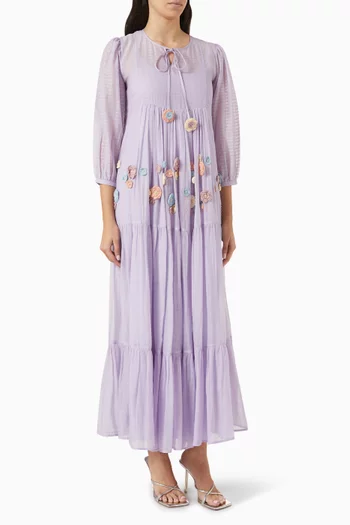 Iya Embroidered Dress in Cotton-silk